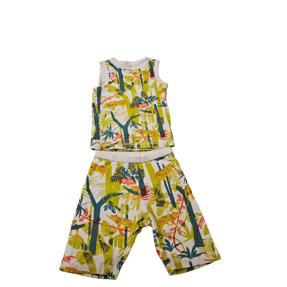 Tea Collection Pajama Short Set Jungle Print Size 6 100% Cotton - Picture 3 of 5